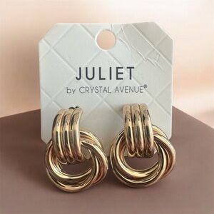 Juliet by Crystal Avenue Gold Triple-Ring Earrings